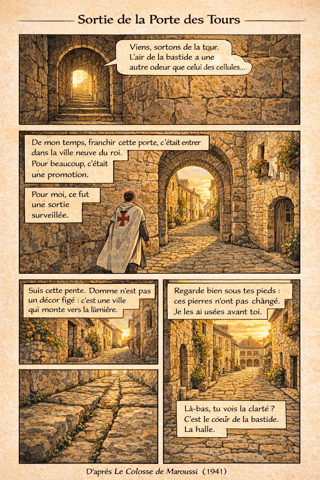 Sortie de la Porte des Tours à Domme