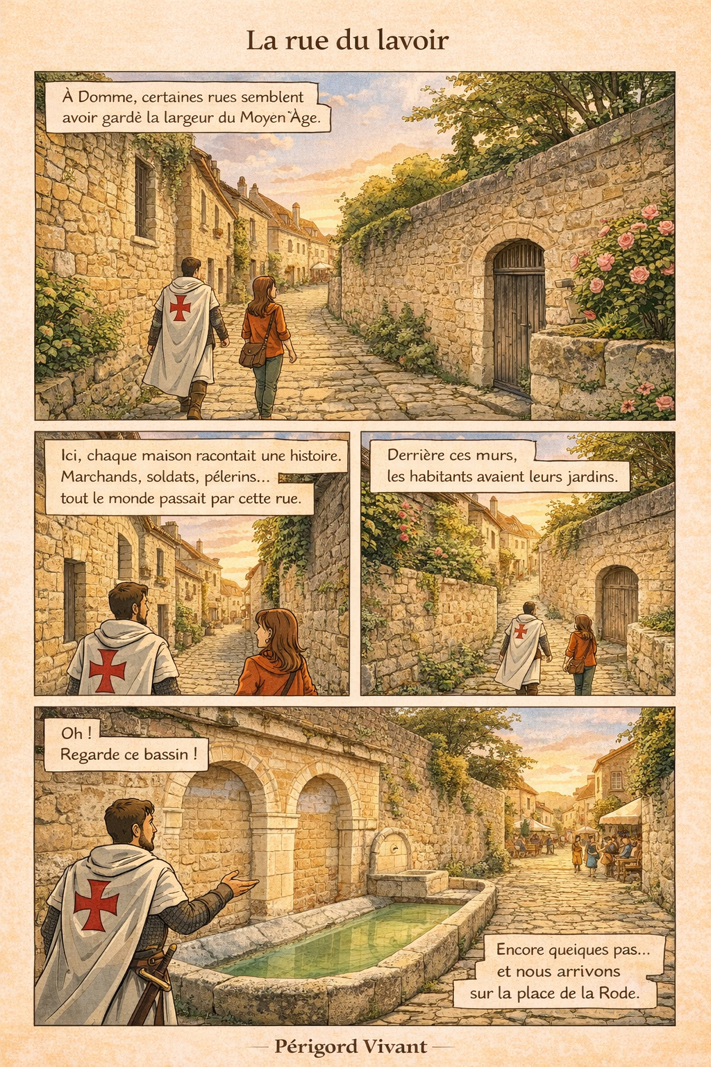 Vers la place de la Rode à Domme