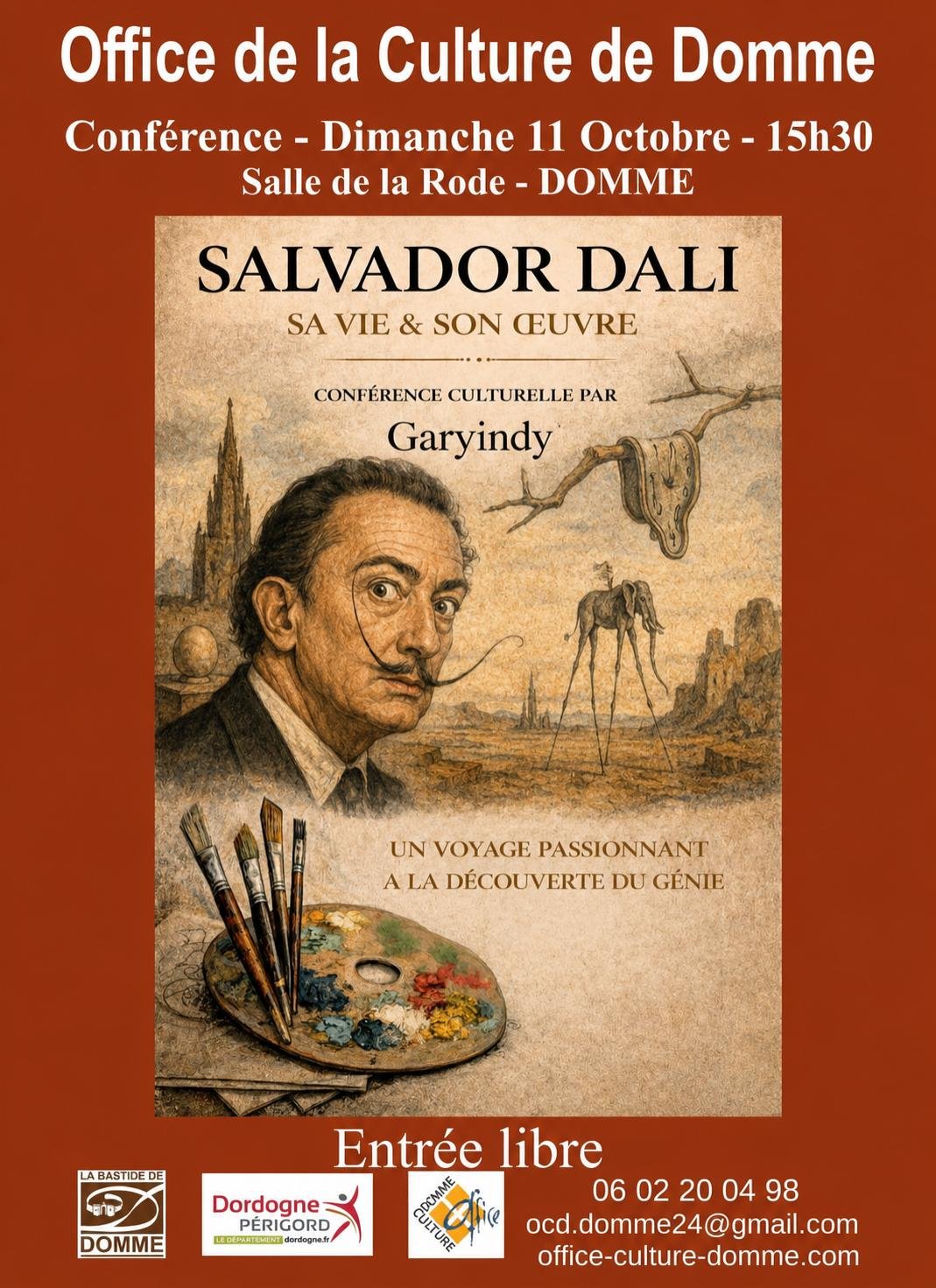 Affiche de la conférence Salvador Dalí à Domme par Garyindy