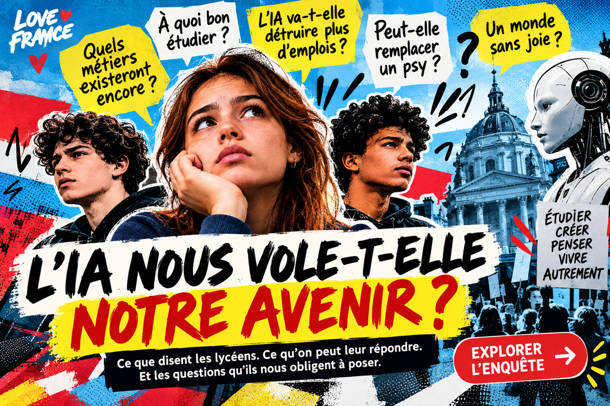 Affiche pop art sur les lycéens, l'IA et leur avenir