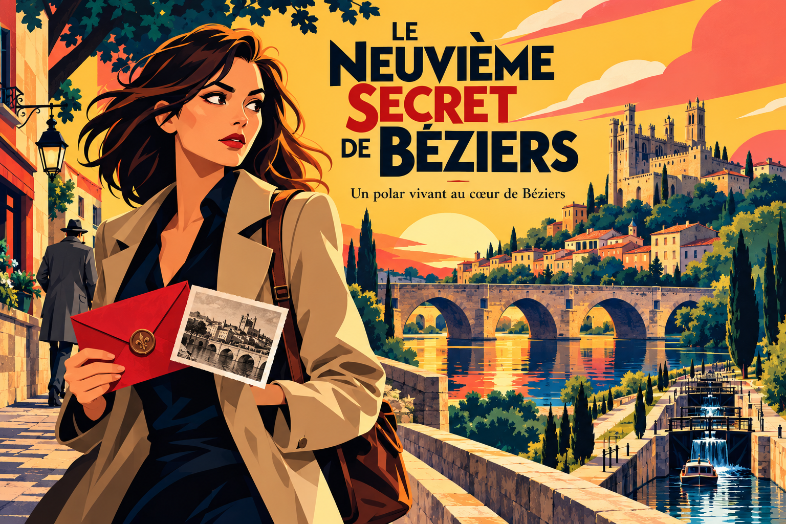 Le neuvième secret de Béziers, polar illustré en pop narratif géométrique