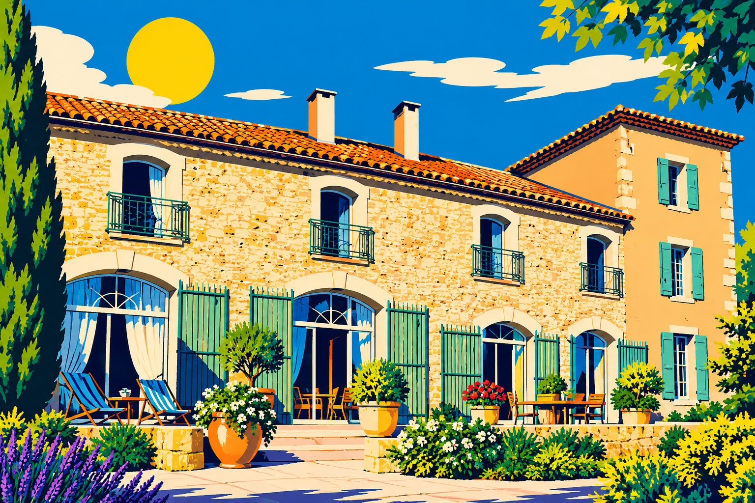 La Bergerie de l'Étang à Montels, illustration pop art