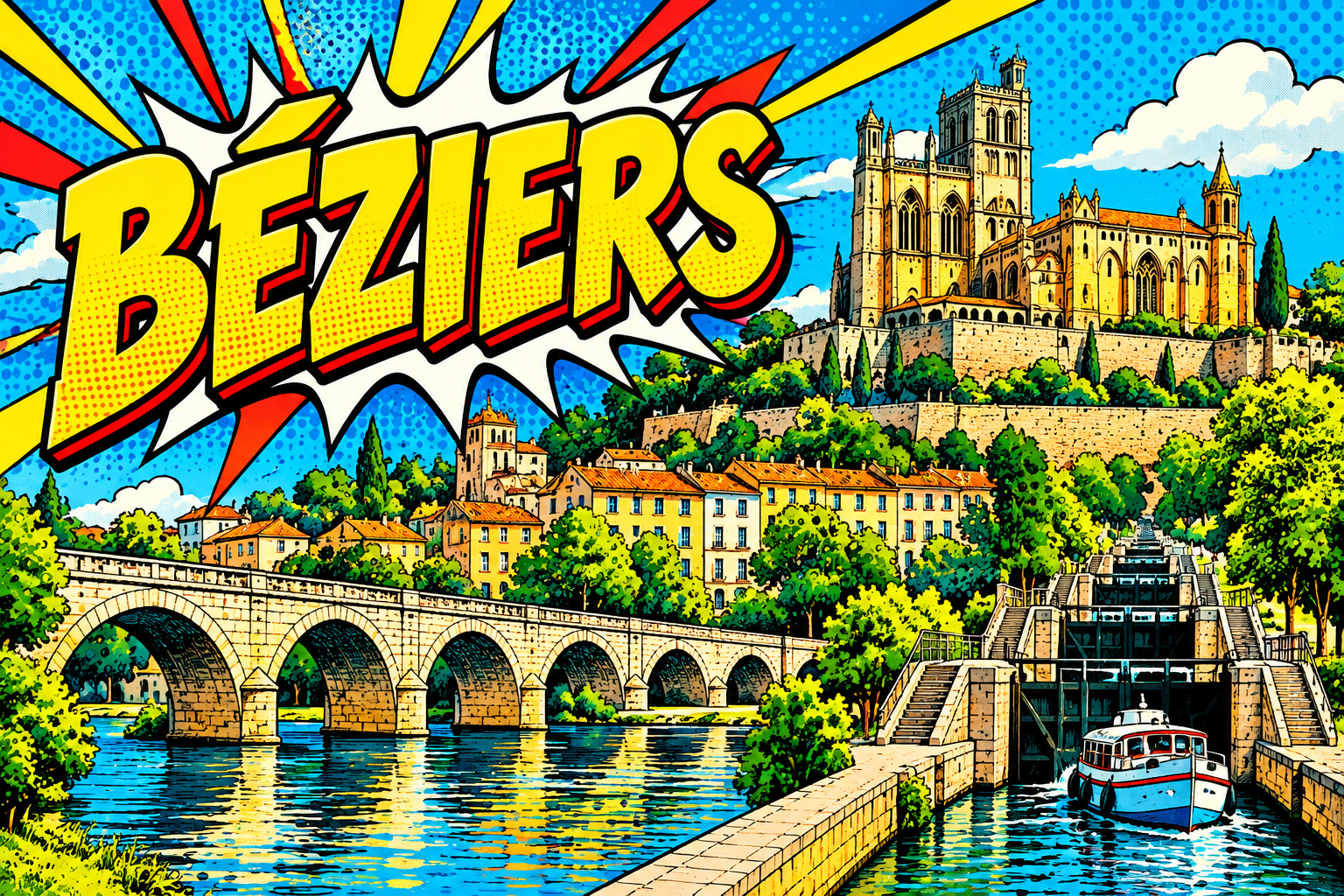 Illustration pop art de Béziers